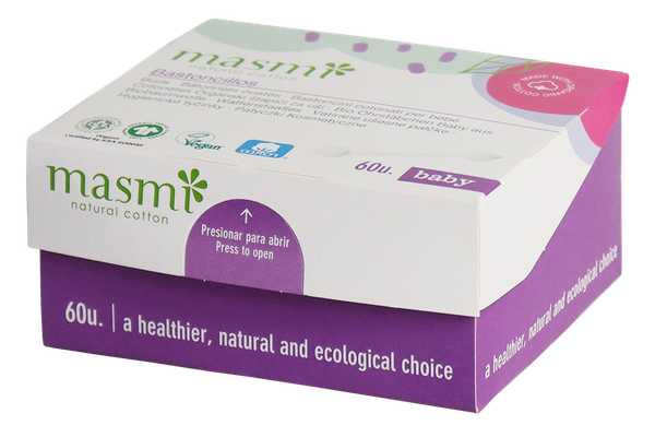 MASMI Natural Cotton -  Bio Wattestäbchen für Babys 56 Stück