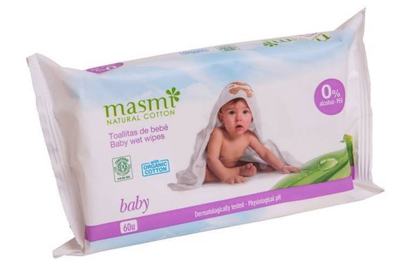 Masmi Baby Bio Feuchttücher aus organischer Baumwolle 60 Stück