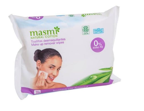 MASMI - Organische Bio Make-up Reinigungstücher aus Baumwolle 20 Stück
