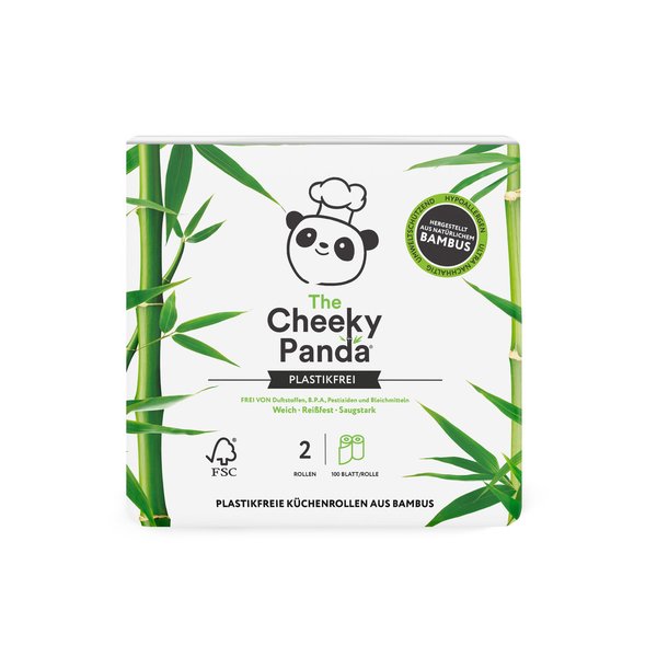 Cheeky Panda plastikfreie Küchenrolle 2-lagig, 2 Rollen x 200 Blatt
