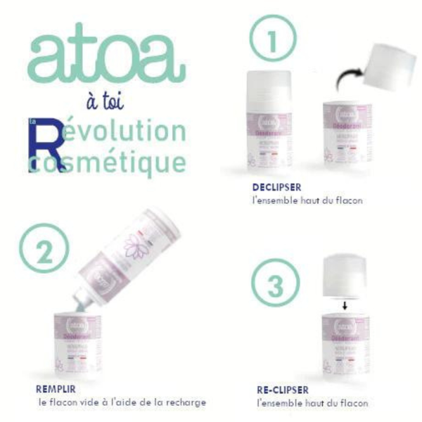 ATOA - Nachfüllbares Bio-Deodorant Roll-on "Seerose" 50ml